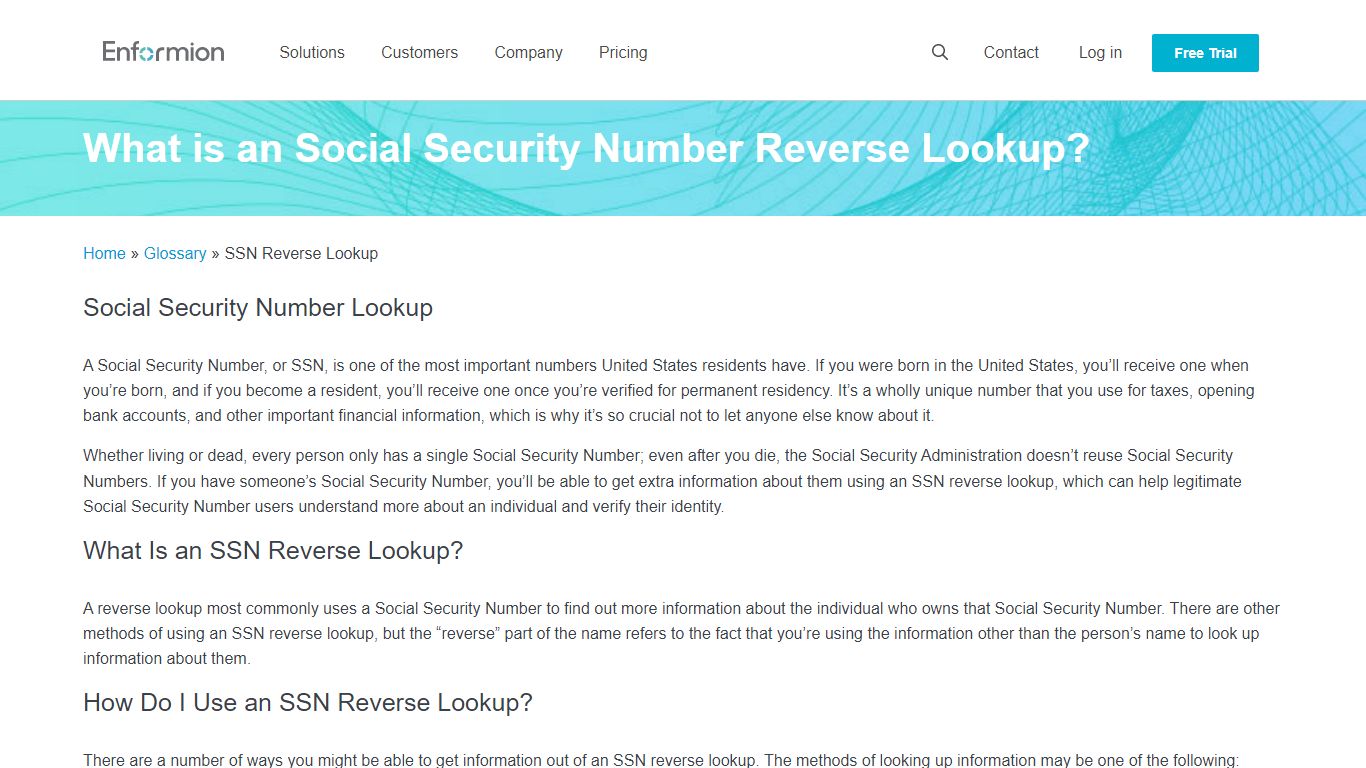 SSN Reverse Lookup - Enformion